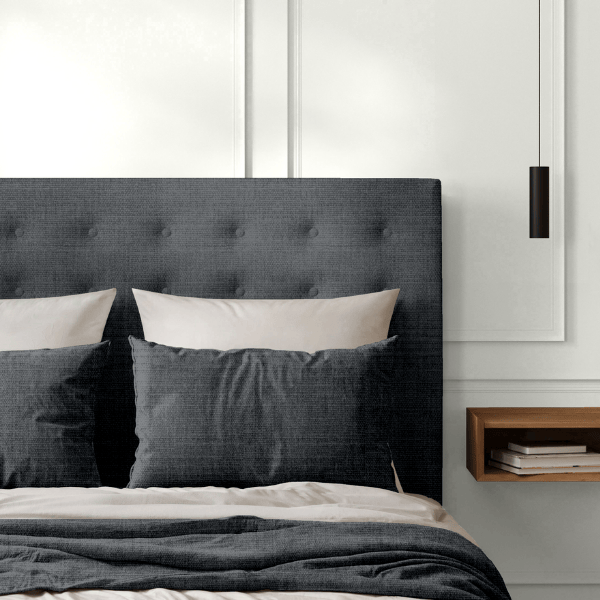 Tête de Lit Capitonnée Chenillé Gris Souris