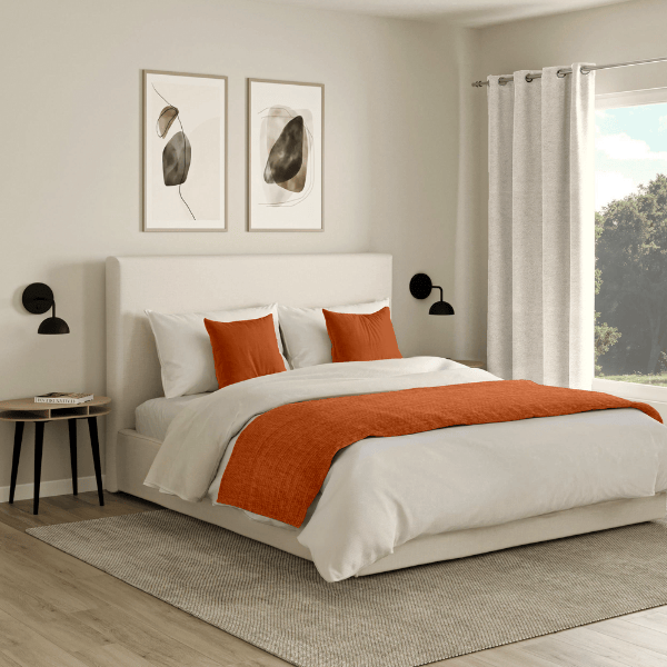 Chemin de Lit Chenillé Orange Sanguine