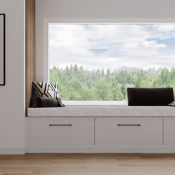 Coussin Banquette Intérieur Gris Perle Bouclette Passepoil Blanc — vue 3