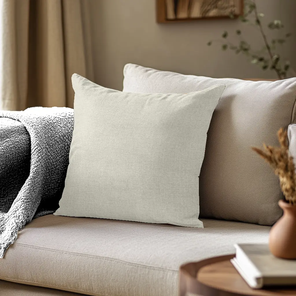 Coussin en tissu chiné écru - Coussin décoratif intérieur - Fabriqué en France - Certifié Oeko-Tex