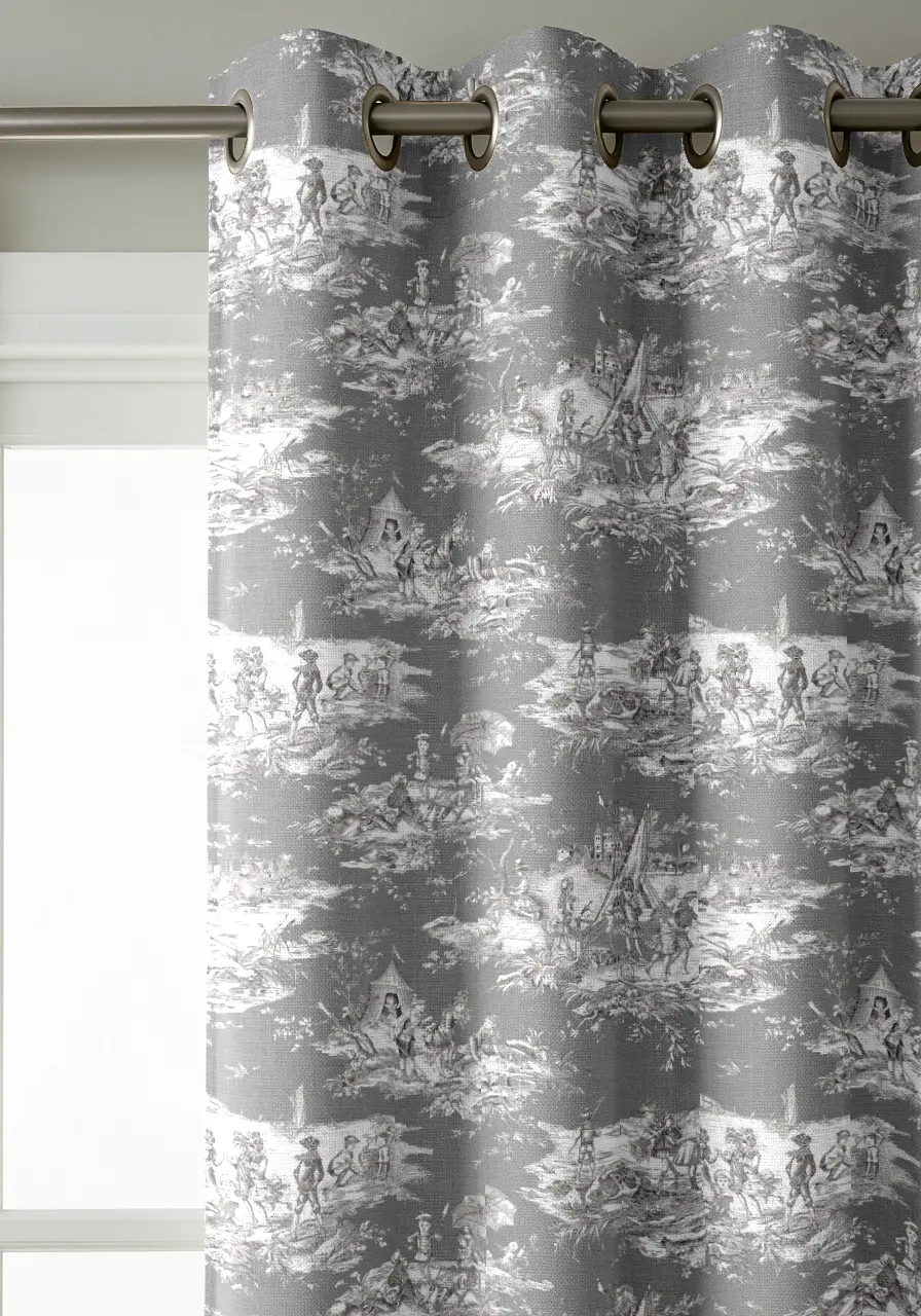 Rideaux Toile de Jouy gris