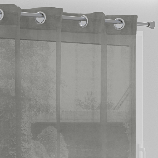 Voilages Lin gris - Ambiance cosy et cocooning - Fils de couleurs naturelles alternés - Luminosité - Résistant - Fabriqué en France et certifié Oeko