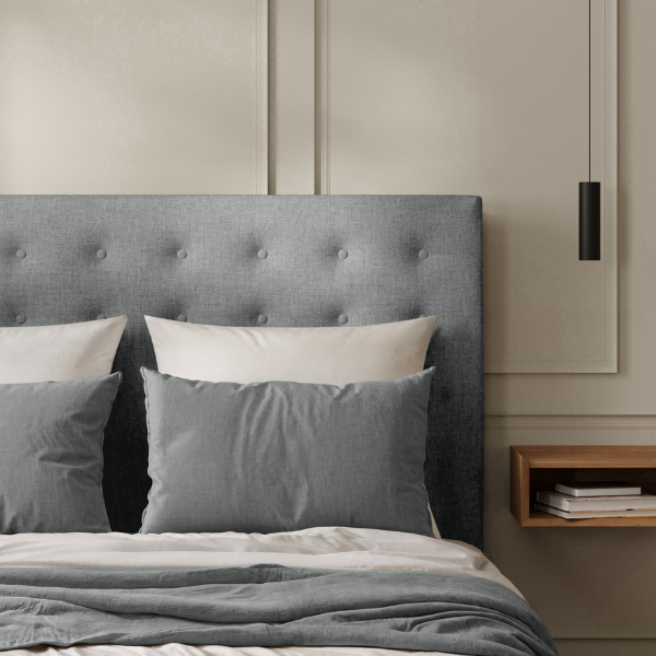 Tête de Lit Capitonnée Toile de Jute Acier