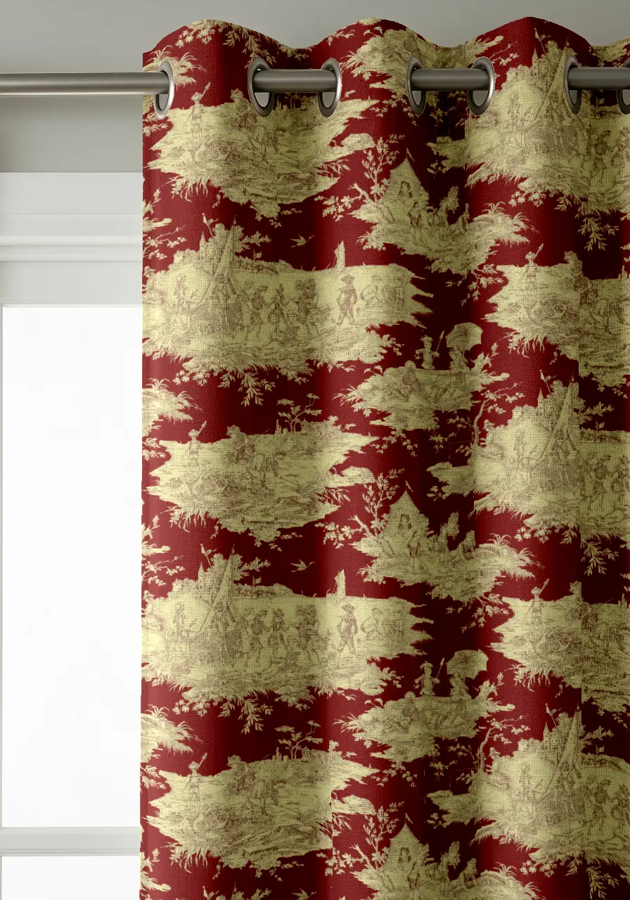 Rideaux Toile de Jouy bordeaux