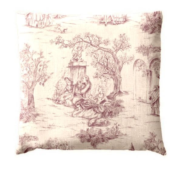 Coussin Toile de Jouy Vieux Rose