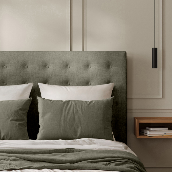 Tête de Lit Capitonnée Toile de Jute Terre