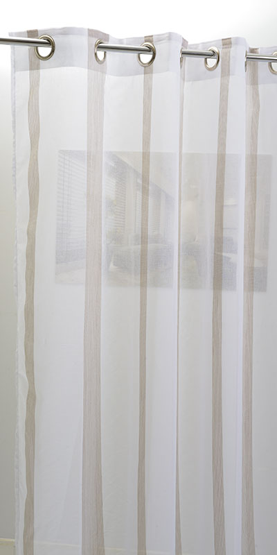 Voilages à Rayures Armurées Beige