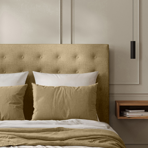 Tête de Lit Capitonnée Toile de Jute Beige