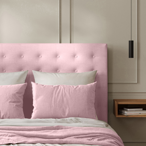 Tête de Lit Capitonnée Coton Rose Poudré