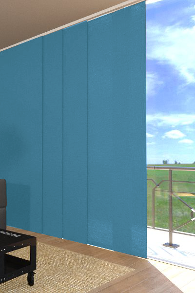 Panneaux Japonais en lin Bleu maritime - sur mesure - tamisant - Toile Tamisante 100% lin naturel - fabrication française