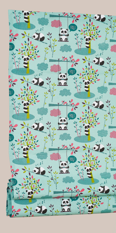 Stores Bateaux Tissus Enfants Panda Turquoise