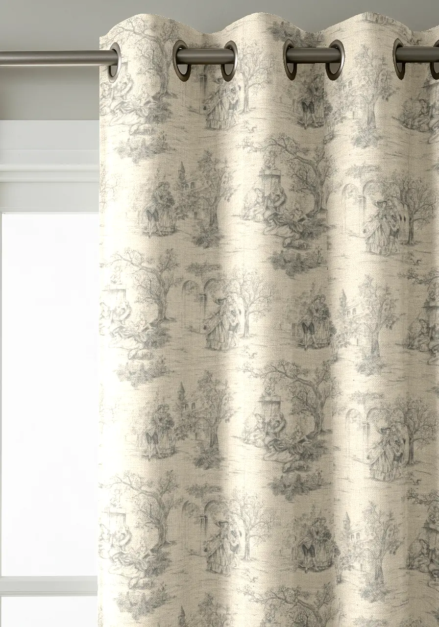 Rideaux Toile de Jouy Gris clair
