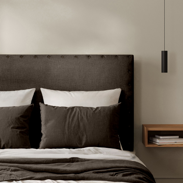 Tête de Lit Cloutée Toile de Jute Marron