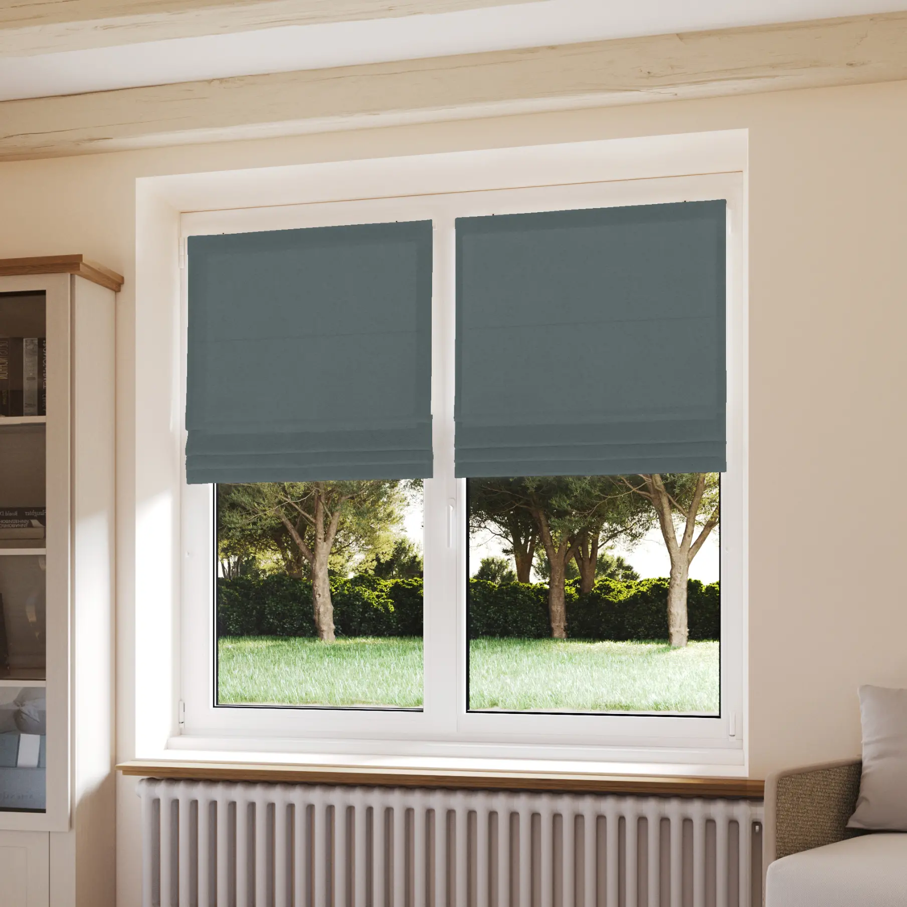 Stores Bateaux - Occultants gris minéral - polyester - sur mesure - fabrication française