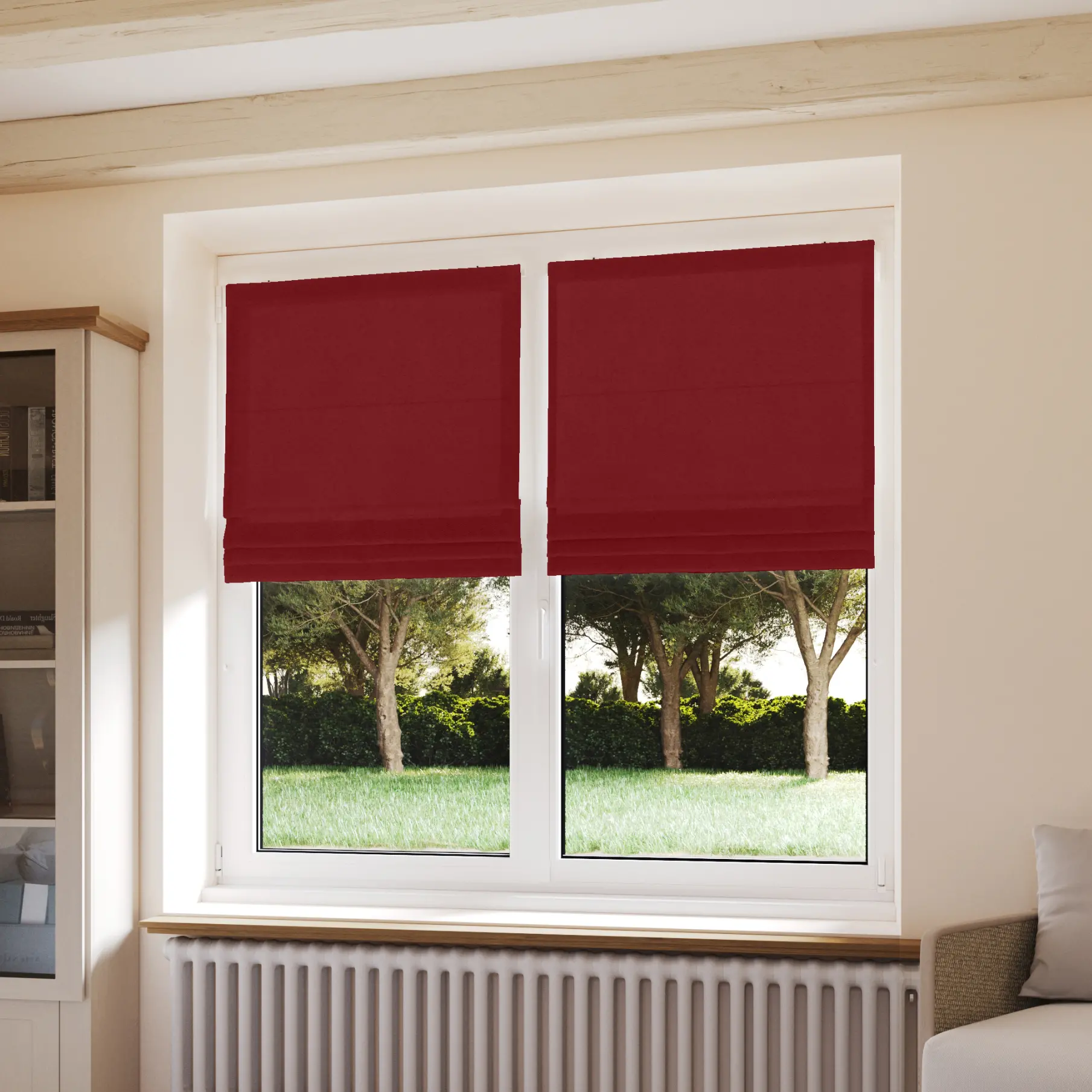 Stores Bateaux - Occultants rouge cerise - polyester - sur mesure - fabrication française - durable et élégant