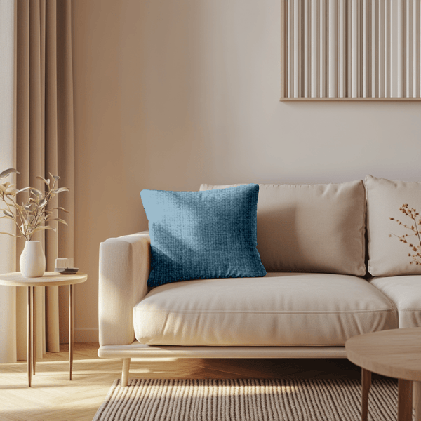 Coussins Unis - Tissu Chenillé Bleu