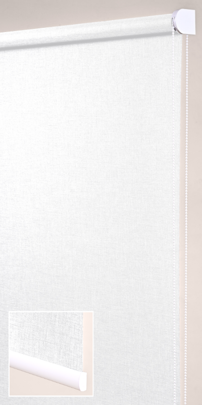 Stores enrouleurs tamisants chinés blanc - polyester - sur mesure - sans perçage - motorisé - Sur mesure oui