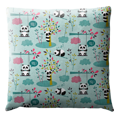 Coussin Enfants - Panda Turquoise