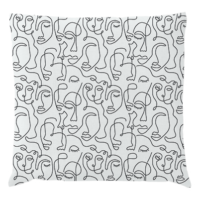 Coussins Line Art Visages Blanc