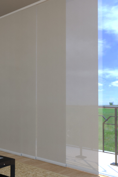 Panneaux Japonais SCREEN uni blanc sable - polyester - sur mesure - Fabrication française - Options de pose Plafond ou équerres réglables 6 à 11 cm