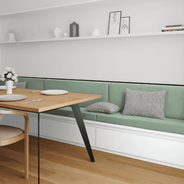 Coussin Banquette Intérieur Anti Tache Coton Uni Vert Eau - Résistant - Design élégant et fonctionnel - Parfait pour compléter votre décor intérieur.