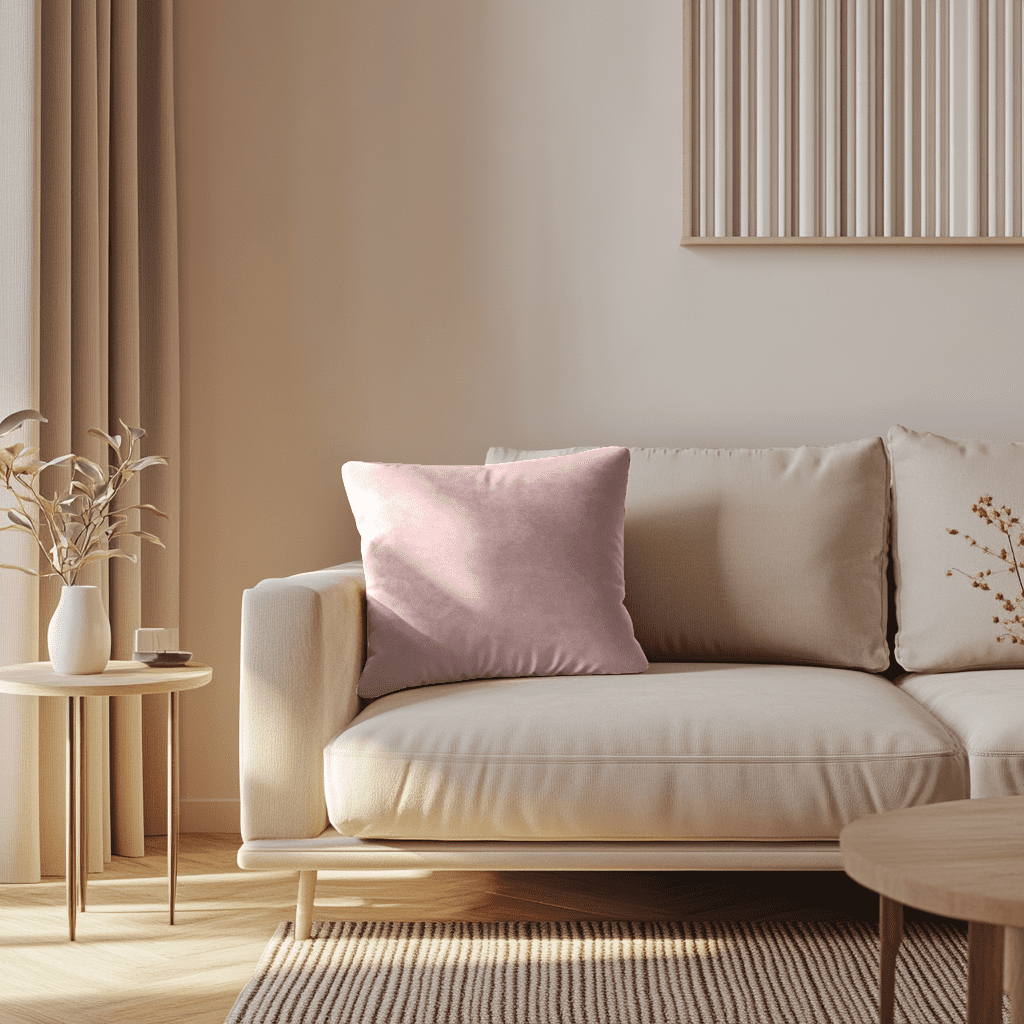 Coussin Velours Rose Poudré