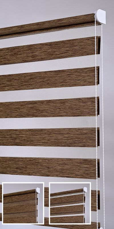 Stores enrouleurs jour nuit aspect naturel Bambou - polyester - sur mesure - sans perçage - durable et élégant