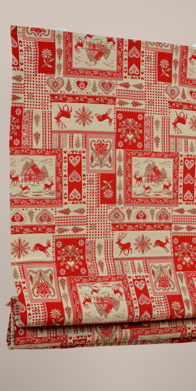 Stores bateaux Montagne Delebio rouge - aspect chalet - coton - sur mesure - Ambiance montagne - durable et élégant