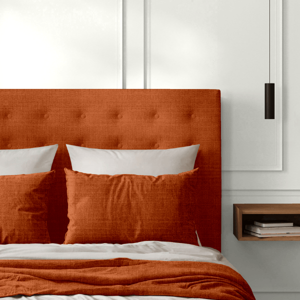 Tête de Lit Capitonnée Chenillé Orange Sanguine