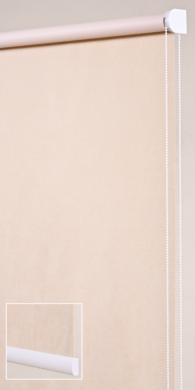 Stores enrouleurs obscurcissants velours jasmin - polyester - sur mesure - sans perçage - motorisé - fabrication française - design épuré