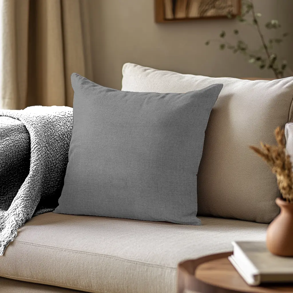 Coussin en tissu chiné gris - Coussin décoratif intérieur - Fabriqué en France - Certifié Oeko-Tex