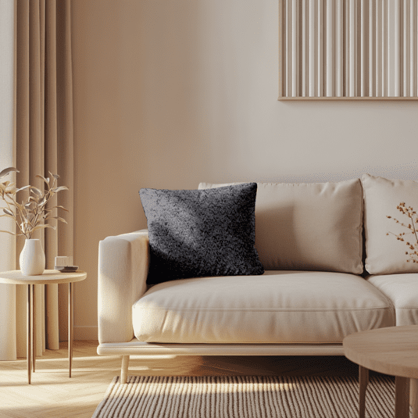 Coussins Tissu Bouclette Gris Foncé