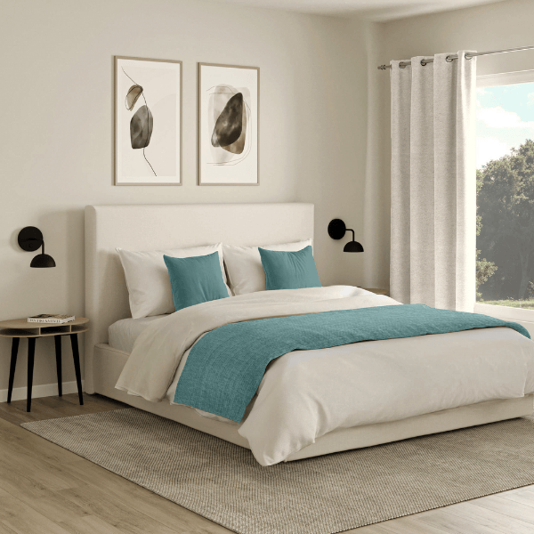 Chemin de Lit Chenillé Vert d'eau