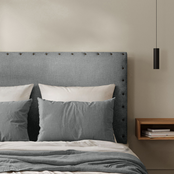 Tête de Lit Cloutée Toile de Jute Acier