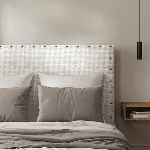 Tête de Lit Cloutée Maillé Blanc