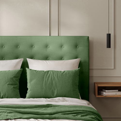 Tête de Lit Capitonnée Coton Vert Sauge