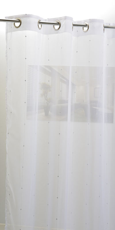 Voilages à Rayures Fantaisie blanc Argenté