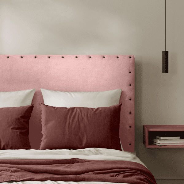 Tête de lit cloutée Velours Rose Poudré