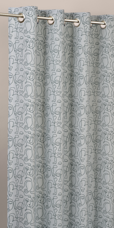 Rideaux Line Art Visages Blanc