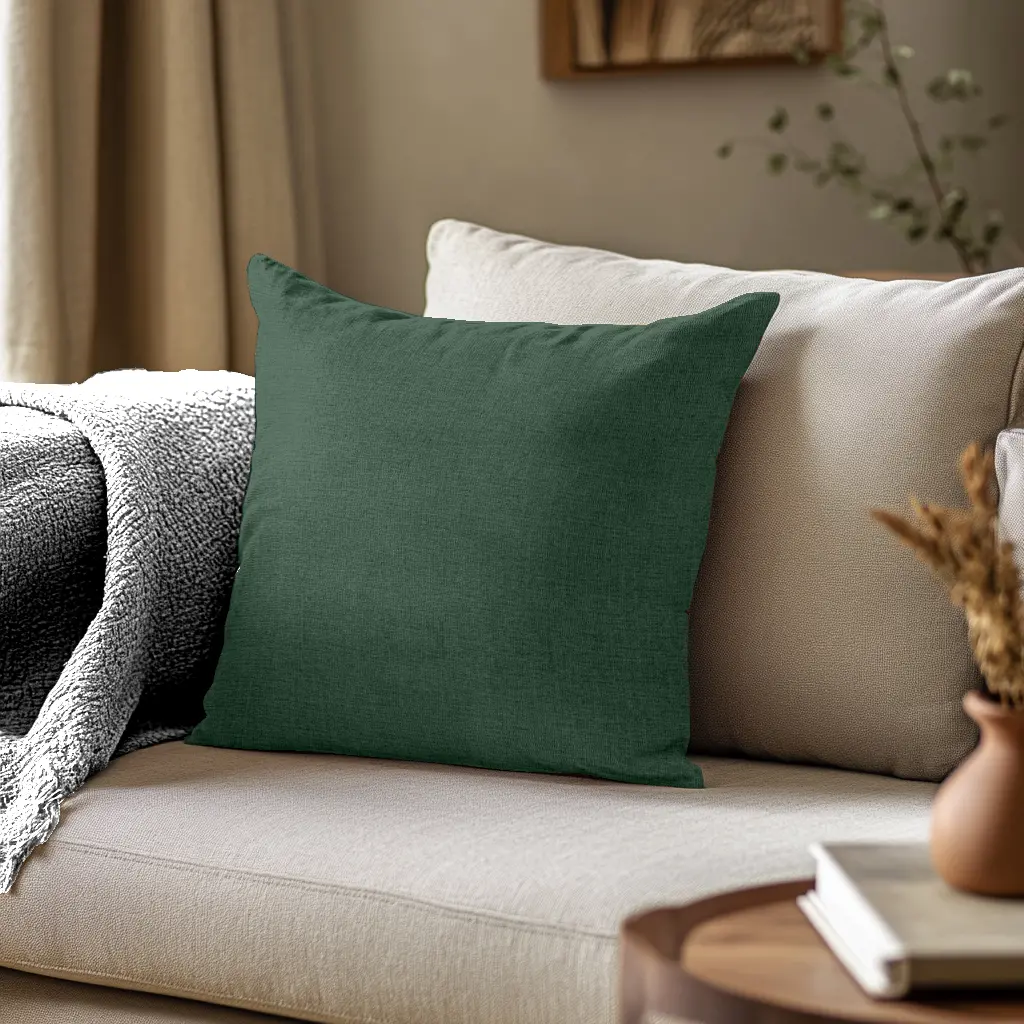 Coussin en tissu chiné vert - Coussin décoratif intérieur - Fabriqué en France - Certifié Oeko-Tex