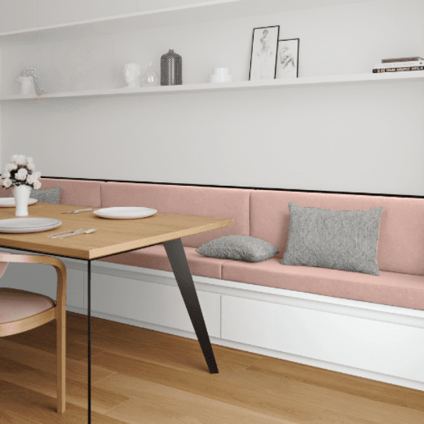 Coussin Banquette Intérieur Anti Tache Coton Uni Rose Poudrée - Tissu résistant et facile à entretenir - Parfait pour compléter votre décor intérieur.