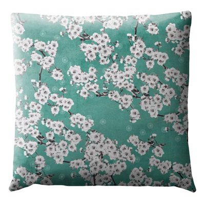 Coussin Fleurs du Japon - Cerisier Menthe