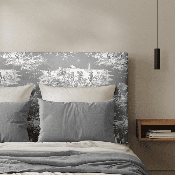 Tête de Lit Toile de Jouy Gris