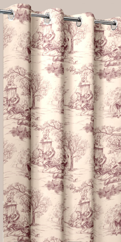 Rideaux Toile de Jouy vieux Rose