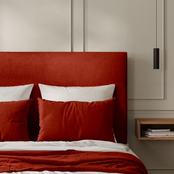 Tête de Lit Aspect Toile de Jute Rouge