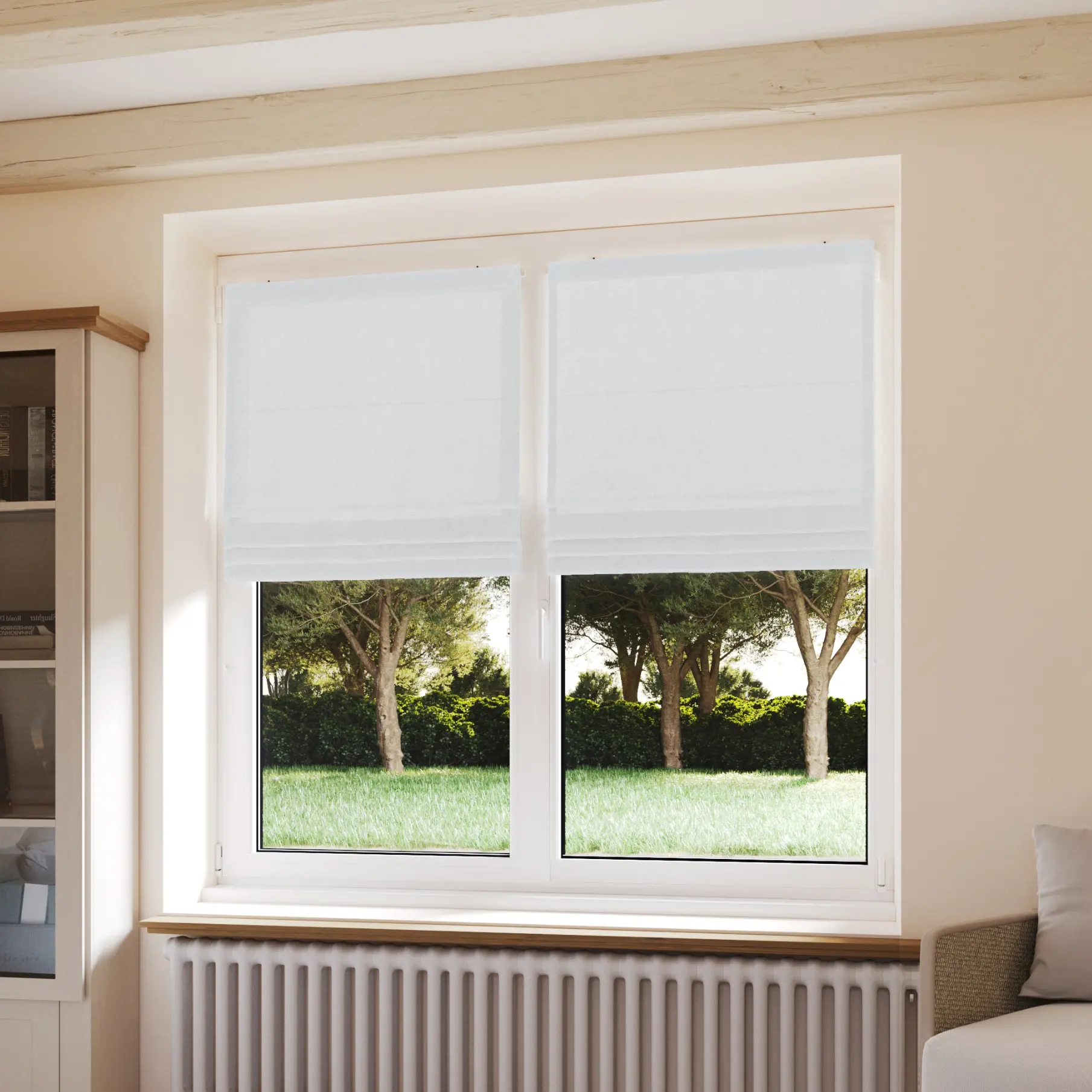 Store Bateau Unis Occultant blanc - polyester - sur mesure - thermique - design épuré