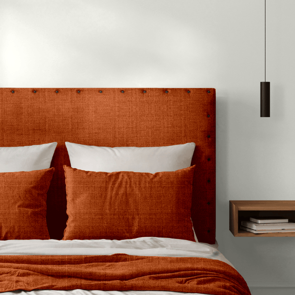 Tête de Lit Cloutée Chenillé Orange Sanguine