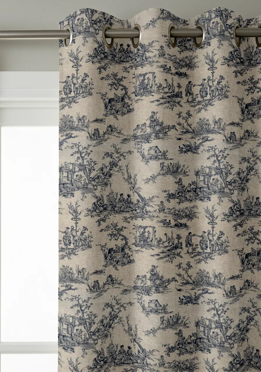 Rideaux Toile de Jouy Bleu Encre