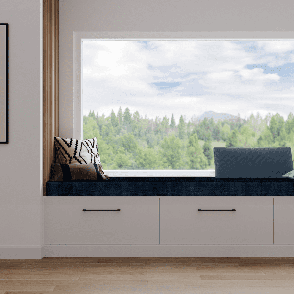 Coussin Banquette Intérieur Bleu Marine Velours Maillé Passepoil Blanc — vue 3