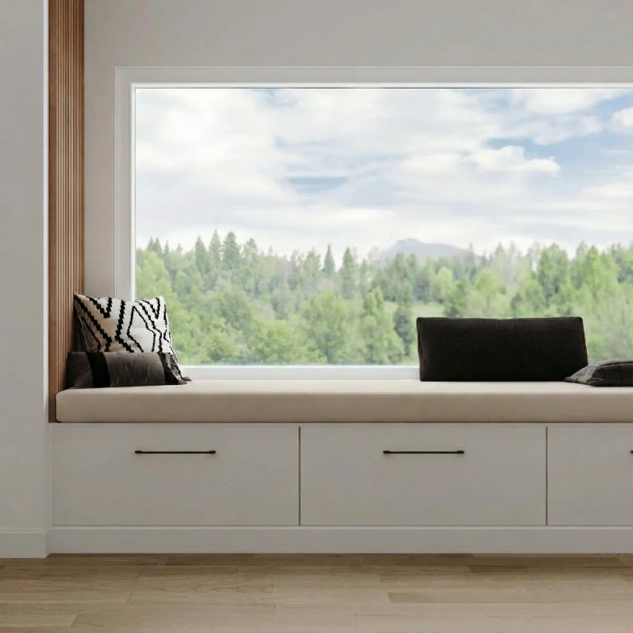 Coussin banquette intérieur aspect flanelle - Tissu écru